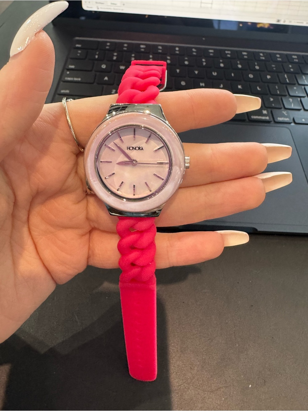 BRAND NEW Honora Women's Quartz Watch Pink Mother of Pearl Dial & Hot Pink Strap